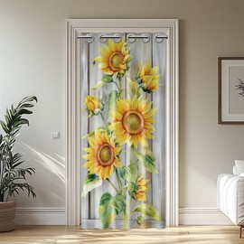 CHGCRAFT Doorway Curtain Sunflower Door Curtain Sliding Closet Door Curtains Room Divider Curtains for Window Living Room Bedroom Doorways Classroom, 39x79inch