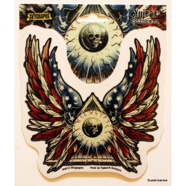 Yujean Pyramid Eye Sticker Skygraphx Wings Skull Patriotic Car Windows Biker Tank