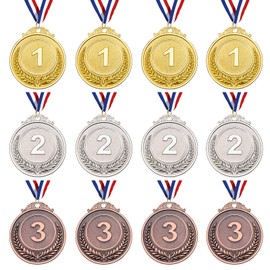 8VR 12 Pieces Gold Silver Bronze Award Medals, Olympic Style Winner Medals Gold Silver Bronze Prizes for Competitions, Party Favors, Decorations, Sports, 2 Inches