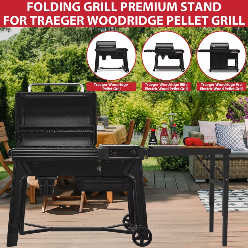 Grill Stand for Traeger Woodridge Pro/Elite Grills, Portable Folding Side
