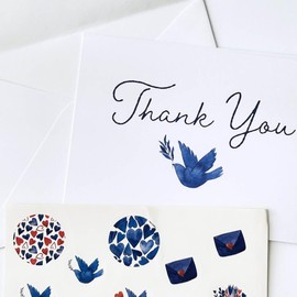 CARDAMONOLY Thank You Cards with Envelopes Funeral - Sympathy Cards with Envelopes with Blue Dove for Celebration of Life, Memorial Books, Bereavement, Acknowledgement - 6 x 4.25 - Pack of 25