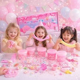 Set di 6 slime rosa per bambini, burro Slime, Cloud Slime & Crystal Slime, set fai da te con accessori decorativi, giocattolo per impastare e fai da te come regalo per ragazze e ragazzi