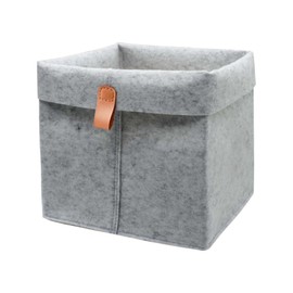 Felt Storage Basket, 26x23x23cm Laundry Basket Folded Closet Organizers and Storage Bins Suspended Cube Organizer Flip-Edge Design with Hanger for Clothing, Books, Shoes (Grey)