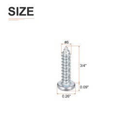 DTGN #6x3/4" Phillips Pan Head Self-tapping Screw - 65Pack - Zinc Plated Carbon Steel Sheet Metal Screws Wood Screws