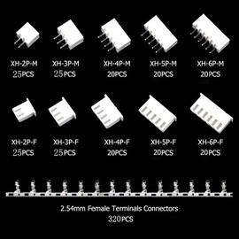 RUNCCI-YUN 540Pcs 2.54mm JST-XH JST Connector Kit, JST-PH 2/3/4/5 Pin Housing Adapter Cable Connector Socket Male and Female+1.0m JST BEC Cable