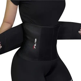 Faja Reductora Doble Compresión Felter Sports Para Gimnasio Color Negro Talla S                                                                       