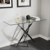 NIERN Tempered Glass Console Table with Chromed Legs, Modern Narrow