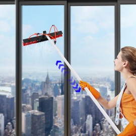 YIYIBYUS 30ft Long Reach Solar Panel Cleaning Brush Kit, Adjustable Water Fed Pole,Outdoor Window Roof Cleaner Kit,Window Washing Equipment Solar Panel Roof Glass Cleaner Tool (55cm Brush Head)