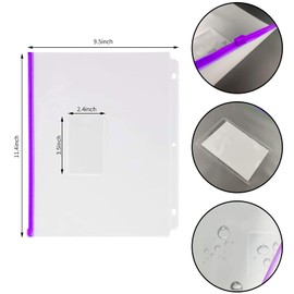 YoeeJob 16 Packs 3-Hole Clear Zipper Binder Pockets, Binder Insert Pages with Card Slots Suitable for School or Office to Organize Document, Assorted Color Zippers
