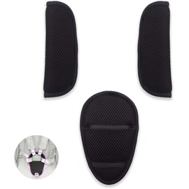 Paquete de 3 fundas para correa de asiento de coche y almohadilla de entrepierna para carriola de bebé, fundas suaves para cinturón de seguridad, universales para recién nacidos, bebés, niños, fundas para cinturón de seguridad para carriola (negro)