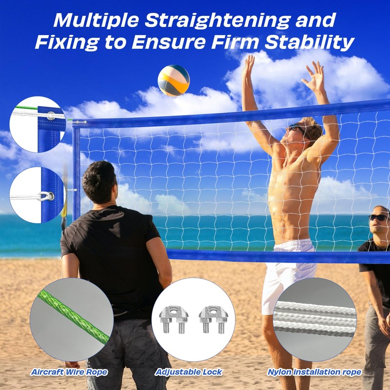 Professional Volleyball Net Outdoor Heavy Duty, All-Weather Durable,10 Grommets, Thickened