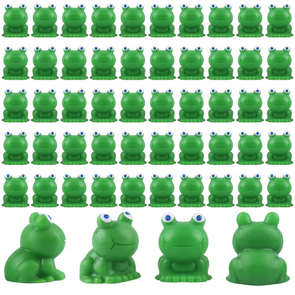 RNHDLY Pack of 50 Mini Frogs, Mini Resin Frog Figures, Mini Figures, Small Frog, Mini Frog Figures for Aquarium, Garden, Landscape, Dollhouse, Pot Decorations for DIY