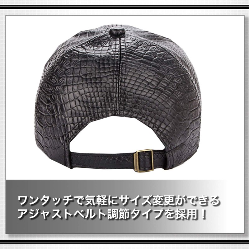 White Fang CA296 Men's Hat Cap, Leather, Crocodile Leather, Stylish,