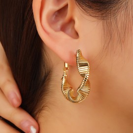 ORICHORE Twisted Abstract Geometric Women's 18K Gold-Plated Earrings|Avant-Garde Fashion Women's Gold-Plated Earrings|Luxury Jewelry for Women