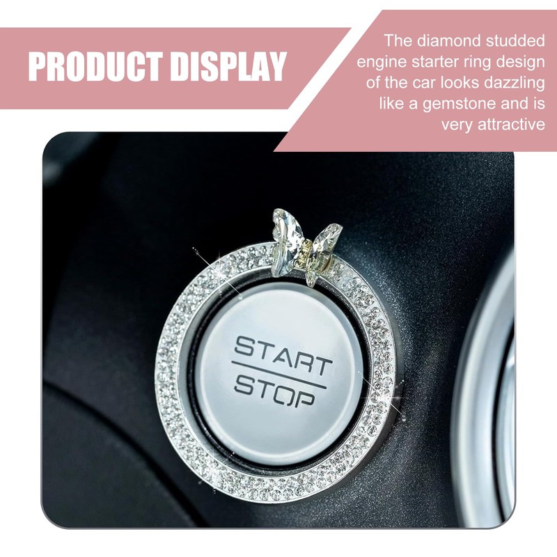 Merdege Bling Car One-Button Start Decorative Sticker, Butterfly Key Ignition
