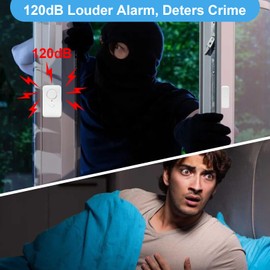 Window Alarm & Wireless Sensor Door Alarm with 5 Sound Modes, Easy Installation, Adjustable Volume Strength - Security Window Alarms for Home, Apartment, Pool, Kids Safety (3Pack)