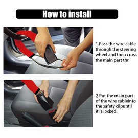 CGEAMDY Steering Wheel Lock for Car, Brake Pedal Clutch Lock, Universal Anti-Theft Protection, Sturdy Lock for Car, Truck, SUV Security with 2 Keys (Red)