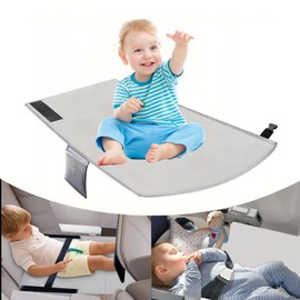 STOBBEY Toddler Airplane Bed, Airplane Seat Extender Portable Aeroplane Bed Airplane Travel Essentials Airplane Foot Hammock for Kids Toddler Rest Legs (Grey)