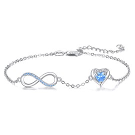 YFN Infinity Heart Bracelet Sterling Silver Infinity Heart Charm Bracelet Blue Jewellery Inspirations Gifts for Women