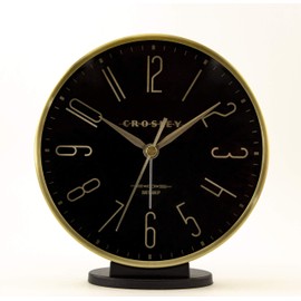 Timelink Crosley Modern Art Deco Office and Desk Alarm Clock, Gold & Black, Gold