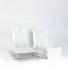 DOMINI 12-Piece Kitchen Dinnerware Set, Service for 4, Porcelain Dishes