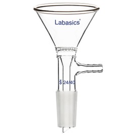 Labasics Borosilicate Glass Filter Funnel, 75mm Top Outer Dimension, Triangular Shape with Glass Filter Plate, 24/40 Inner Joint Filtering Funnel