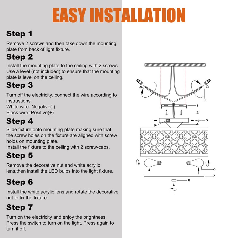 Facon 12V RV Pendant Light Fixtures - 11'' Interior Ceiling
