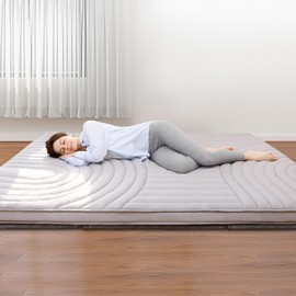 ZonLi Japanese Floor Futon Mattress Extra Thick, Vintage Striped Quilting Queen Size, Mattress Topper Portable Sleeping Pad for Adults, Roll Up Tatami Mat