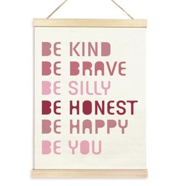 TAEDIN Be Kind Affirmation Wall Decor Poster Hanger Frame, Inspirational Kindness Quotes Wooden Canvas Artwork Print, Positive Motivational Saying Wall Painting for Nursery Office Bedroom Decor 12X16