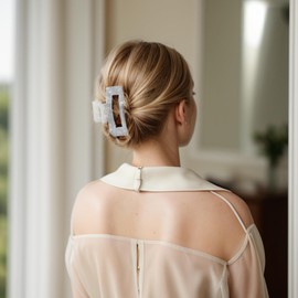 VOCOSTE Hair Caw Clips, Acetic Acid Hair Clips, Tortoise Hair Clips, Large Hair Claw Clips, Hair Barrettes for Women, Pear White