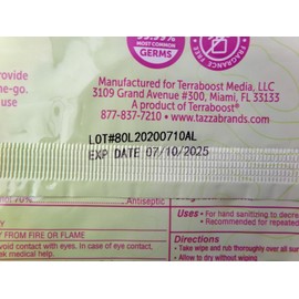 TAZZA-X 4 - 80ct Packs Tazza-X Hand Sanitizing Wipes 70% Alcohol, Exp 7-10-25, New S5