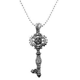 Key To Success Filigree Silver & Crystal Key Pendant Gift Boxed