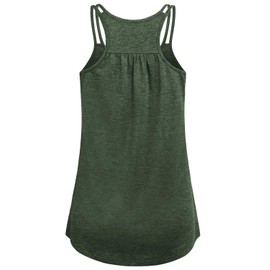 Hibelle Flowy Tank Tops for Women, Womens Summer Workout Yoga Tops Cute Strappy Tanks Racerback Sleeveless Camisole Cozy Pleated Round Neck Run Tees Slimming Cami Shirts Heathered Green XX Large
