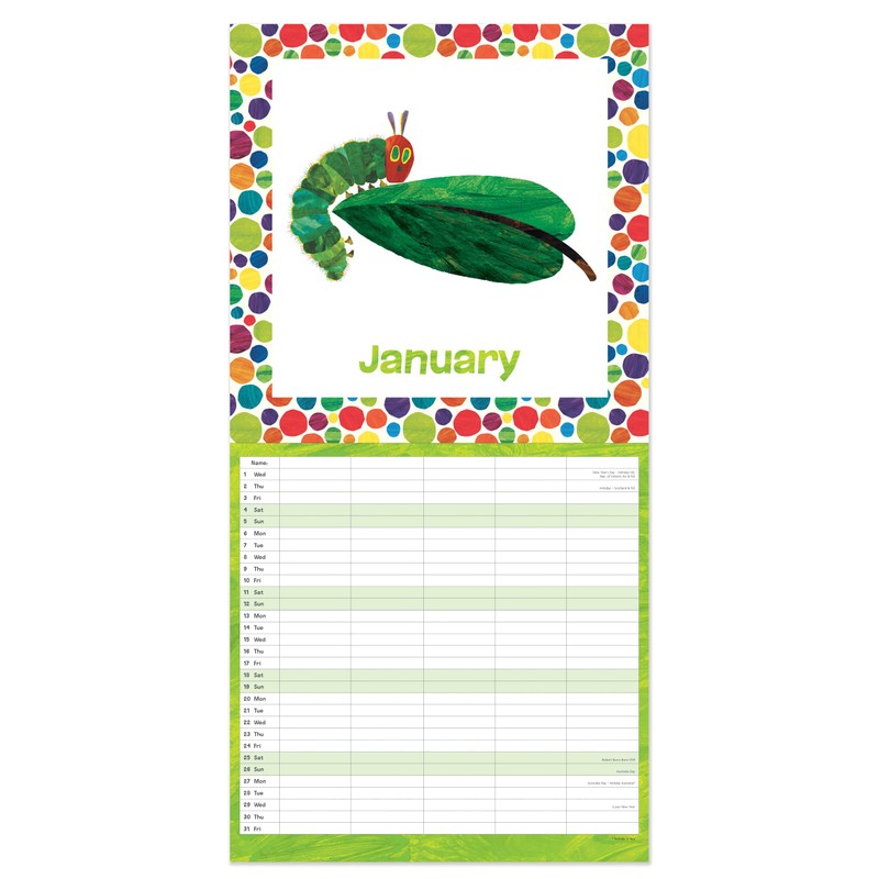2025 Very Hungry Caterpillar Square Family Calendar