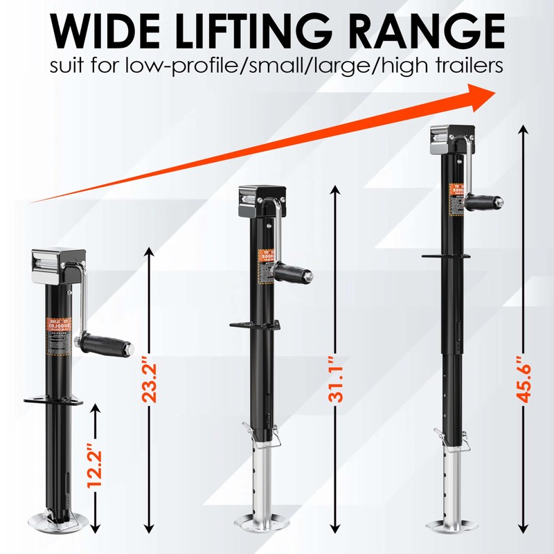 YOMILINK 5000 lbs A-Frame Trailer Jack, 15" Lift, Adjustable 5-Level