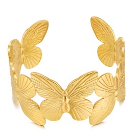 LILIE&WHITE Women's Golden Teardrop Design Cuff Bracelet, Chunky, Hinged Bypass Bracelet, Statement Jewellery for Wrist and Arm, Acrylic