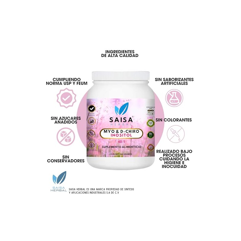 Myo Chiro Inositol 260 Gramos Relación Optima Saisa Herbal