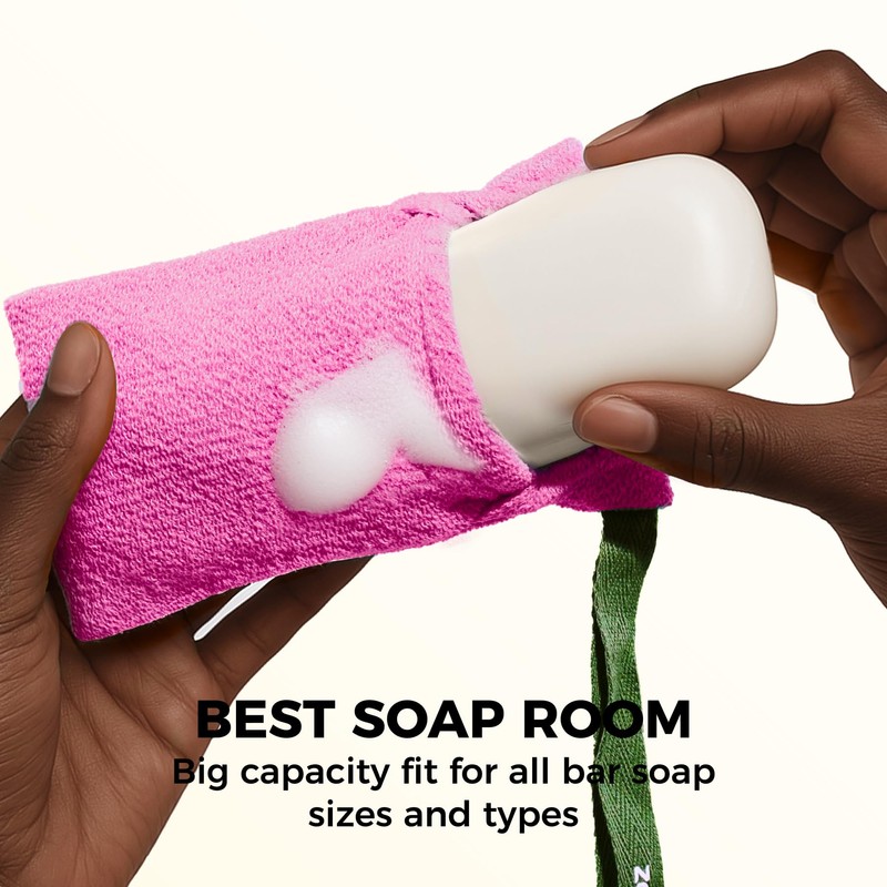 ZOMCHI Bar Soap Saver Bag with Different Roughness, Exfoliating Soap