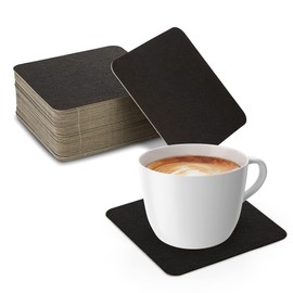 MT Products 4" Black Square Disposable Drink Coasters - (50 Pieces) Absorbent Coasters for Beverages Protection Against Leaks and Spills - Made in The USA