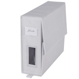 Organize It All Foldable Linen Storage Organizer | Plastic Window Display | Label Display Pocket | Organize Sheets | Linens | Duvet Covers | Home Organization | Dimensions 14.96"x 12.2"x 4.53" | Grey