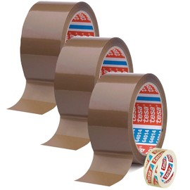 TESA Brown Sticky Tape, Quiet Unrolling, 50 mm Wide, 66 m Long, Pack of 35 Rolls