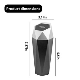 IUSOT Car Bin, Mini Car Bin, Car Trash Can with Lid, Diamond Design Small Automatic Portable Bin for Car, Leakproof Plastic Vehicle Car Rubbish Bin (Silver)