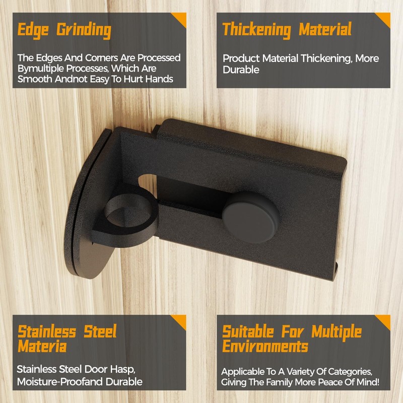 GEMASP Sliding Door Lock, 90 Degree Door Hasp Latch Lock,