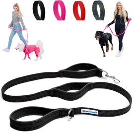 Shed Defender 5 ft. Standard Dog Leash - Three Padded Traffic Handles, Designed in The USA, Dual Layered Thickness Heavy Duty, Reflective Stitching, Large Dogs & Small Breed, Training Lead (Black)