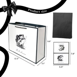 ysmile Fishing Gift Bag with Wrapping Paper for Men Women 12.6" Fisher
