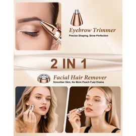 bissuuy Eyebrow Trimmer Facial Hair Removal for Women: 2 in 1 Rechargeable Face Shaver and Eyebrow Razor - Painless Electric Hair Remover Device for Peach Fuzz Fine Hairs Upper Lip Chin