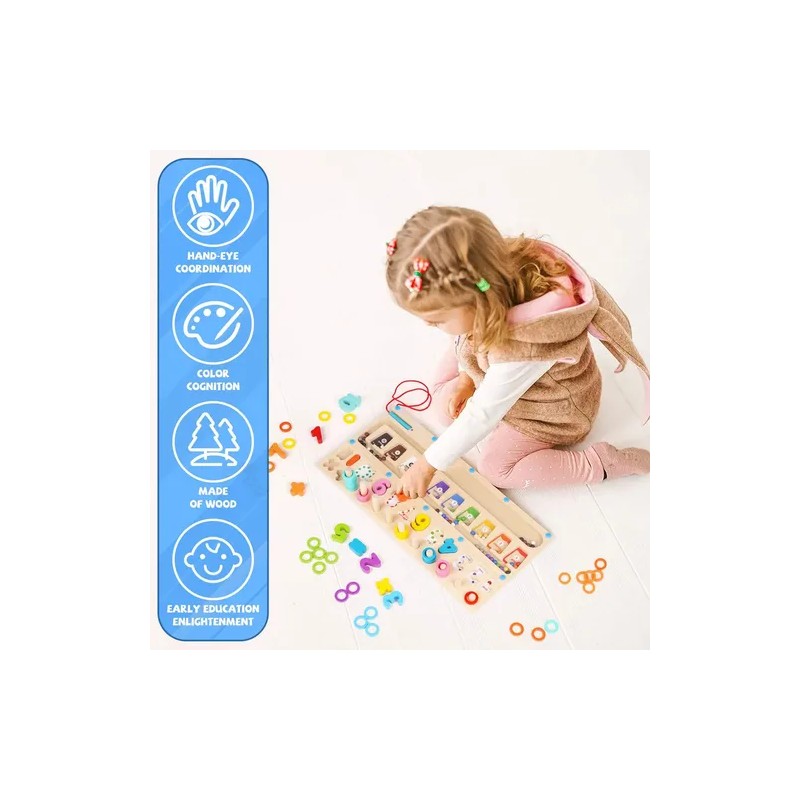 Tablero Logaritmos 3 en 1 Montessori Madera JSXing Juego Educativo