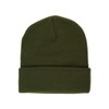 Nayt Long Solid Plain Cuffed Beanie Knit Hat (Olive Green)