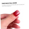Beavorty 48 Pack Short Square Red Glitter Fake Nails French