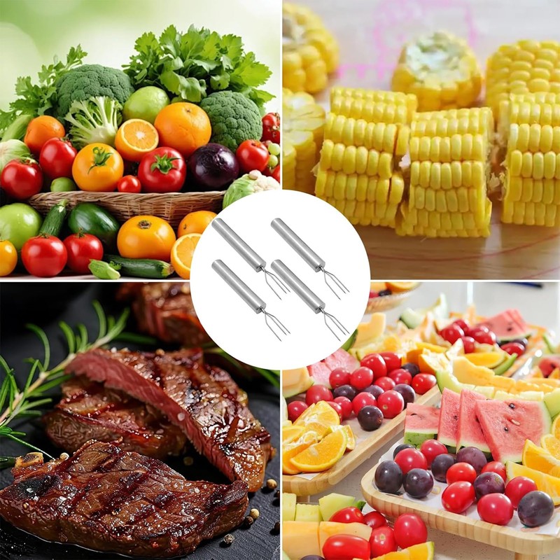 KIMHOME 4Pcs Stainless Steel Potato Fork, 3 Prongs for Vegetables